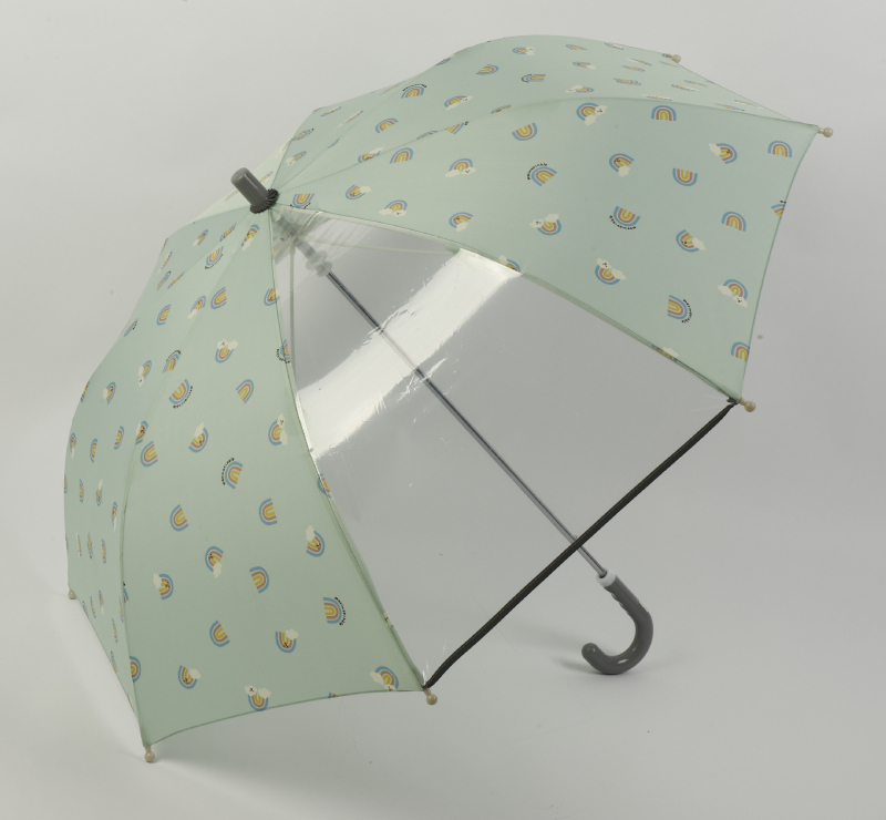 Παιδική ομπρέλα με μακριά λαβή, στυλ κινουμένων σχεδίων/ιαπωνικό στυλ, 8 ραβδών, πολυεστέρας 190T, χειροκίνητο άνοιγμα/κλείσιμο, διπλής χρήσης ήλιος-βροχή