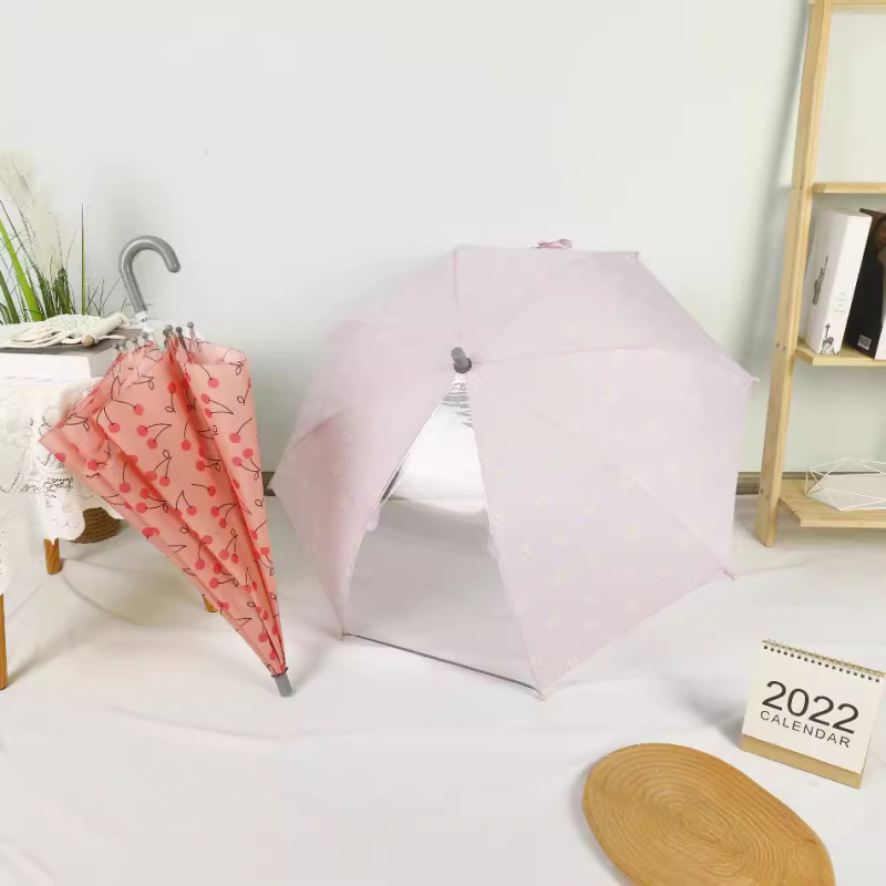 Παιδική ομπρέλα με μακριά λαβή, στυλ κινουμένων σχεδίων/ιαπωνικό στυλ, 8 ραβδών, πολυεστέρας 190T, χειροκίνητο άνοιγμα/κλείσιμο, διπλής χρήσης ήλιος-βροχή