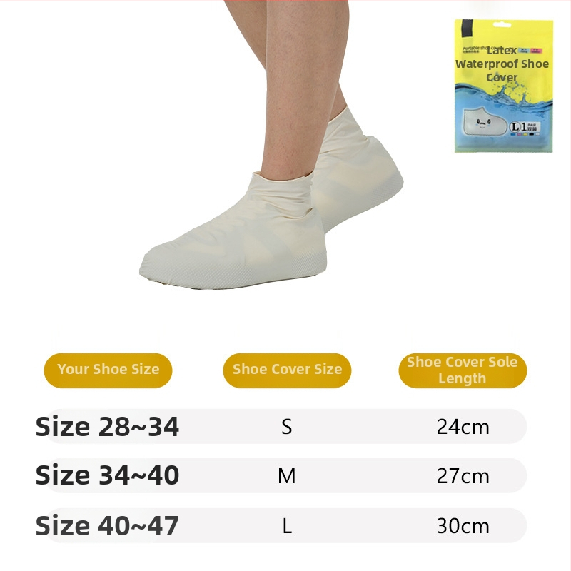 Προστατευτικά παπούτσια από φυσικό λατέξ, αδιάβροχα, με καθολική εφαρμογή, παχυνόμενος ελαστικός αντιολισθητικός σχεδιασμός, πάχος 60 γρ, βάρος 65 γρ