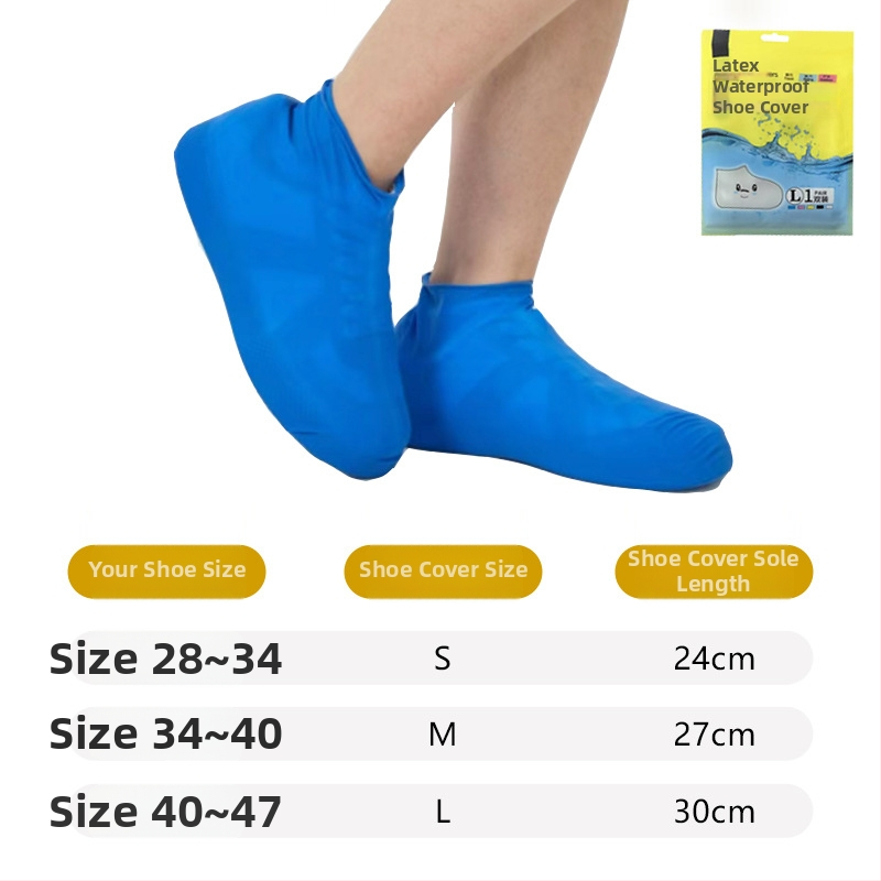 Προστατευτικά παπούτσια από φυσικό λατέξ, αδιάβροχα, με καθολική εφαρμογή, παχυνόμενος ελαστικός αντιολισθητικός σχεδιασμός, πάχος 60 γρ, βάρος 65 γρ