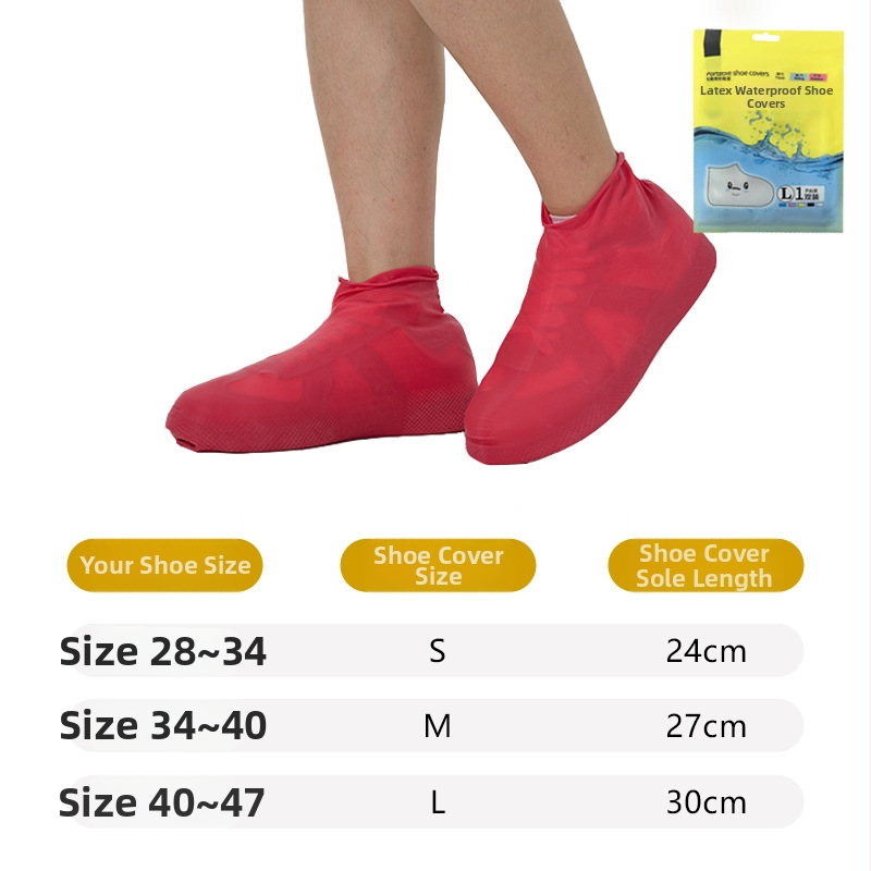 Προστατευτικά παπούτσια από φυσικό λατέξ, αδιάβροχα, με καθολική εφαρμογή, παχυνόμενος ελαστικός αντιολισθητικός σχεδιασμός, πάχος 60 γρ, βάρος 65 γρ