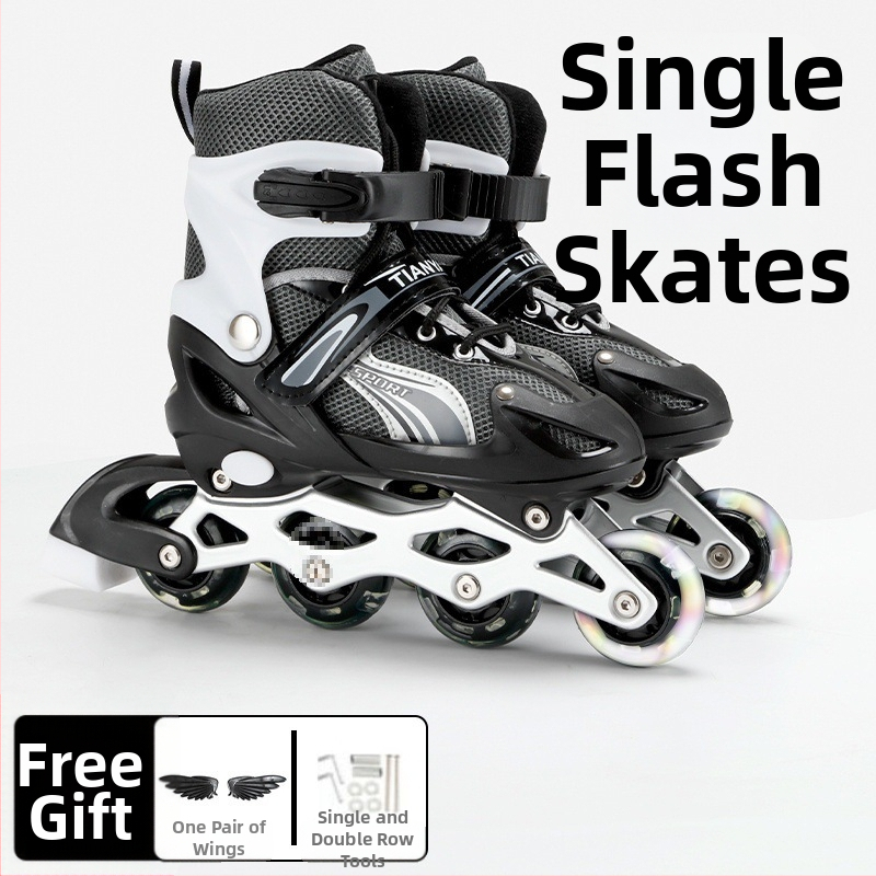 Štvorkolieskové korčule s dvojradovými kolieskami, vrchná časť z plátna, podrážka TPR, kolieska plastové