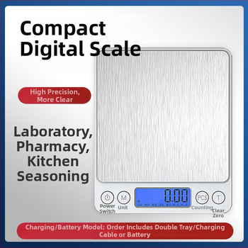 Ζυγαριά κουζίνας, ηλεκτρονική, μοντέλο 156987, συμπαγής, εύρος μέτρησης 500–3000 g, τροφοδοσία με μπαταρία ή επαναφορτιζόμενη, κατάλληλη για κουζίνα