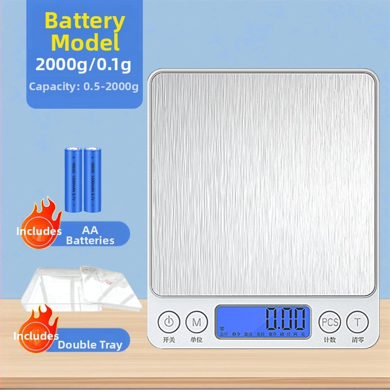 Ζυγαριά κουζίνας, ηλεκτρονική, μοντέλο 156987, συμπαγής, εύρος μέτρησης 500–3000 g, τροφοδοσία με μπαταρία ή επαναφορτιζόμενη, κατάλληλη για κουζίνα