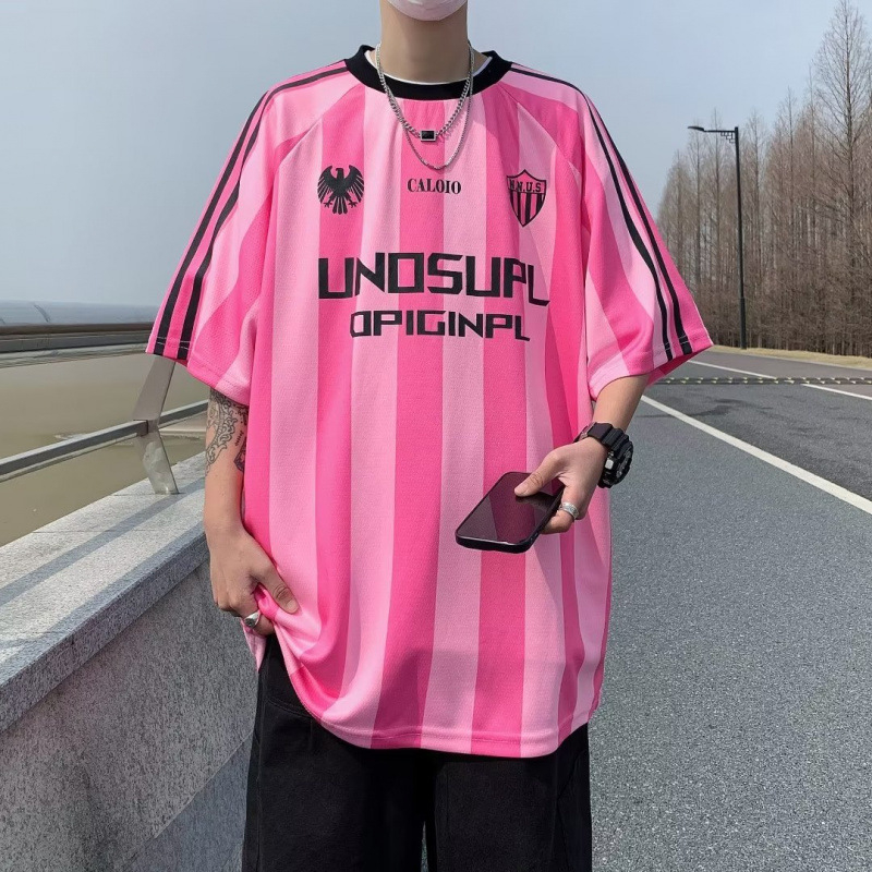 Unisex majica – prugasti mrežasti dres, labav kroj, brzo suši, 100% poliester, okrugli izrez