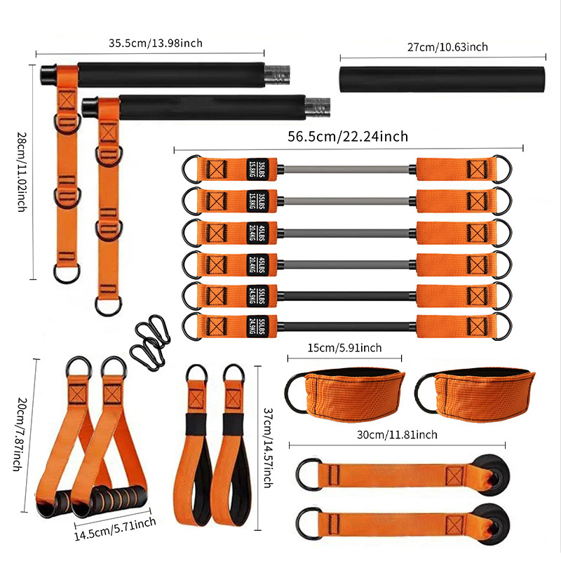 Set pilates štapića i otporne trake za kućnu vježbu, materijal TPE, model DM36, trening cijelog tijela