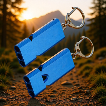  Fluier de supraviețuire pentru exterior din aliaj de aluminiu, design cu trei conducte, sunet înalt și puternic, imprimare logo disponibilă, personalizare, potrivit pentru alergare, drumeții și camping