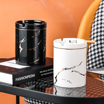 Scrumieră ceramică cu capac, design creativ, în formă de pâlnie, pentru birou și sufragerie, stil luxuos discret, previne răspândirea cenușei