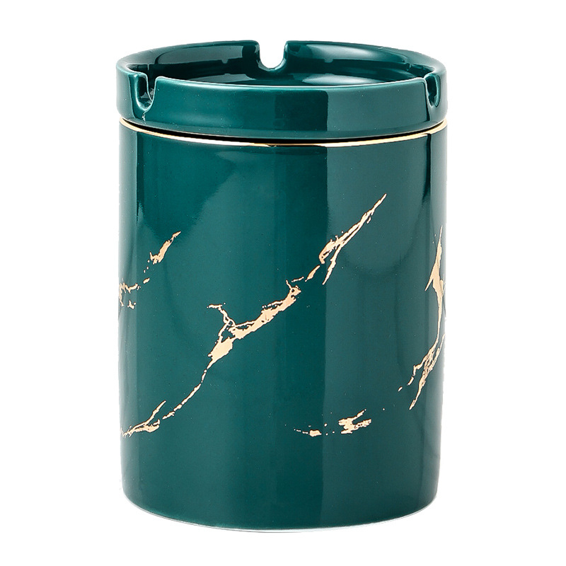 Scrumieră ceramică cu capac, design creativ, în formă de pâlnie, pentru birou și sufragerie, stil luxuos discret, previne răspândirea cenușei