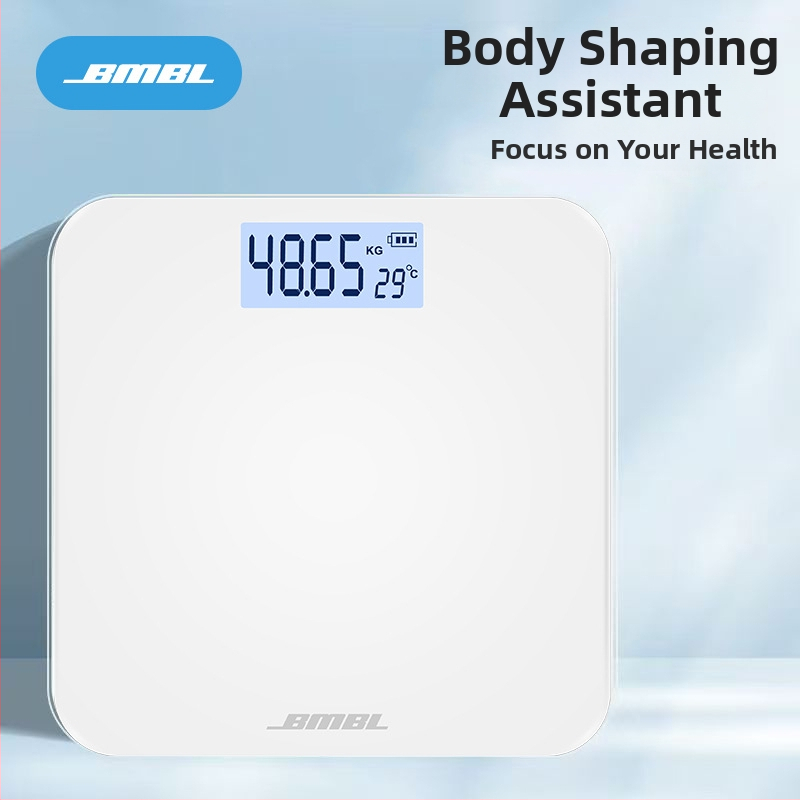 Váha na meranie telesného tuku, model S002, panel z temperovaného skla, štvorcový tvar, napájanie batériou, japonský štýl, jednoduchý, ľahký luxus