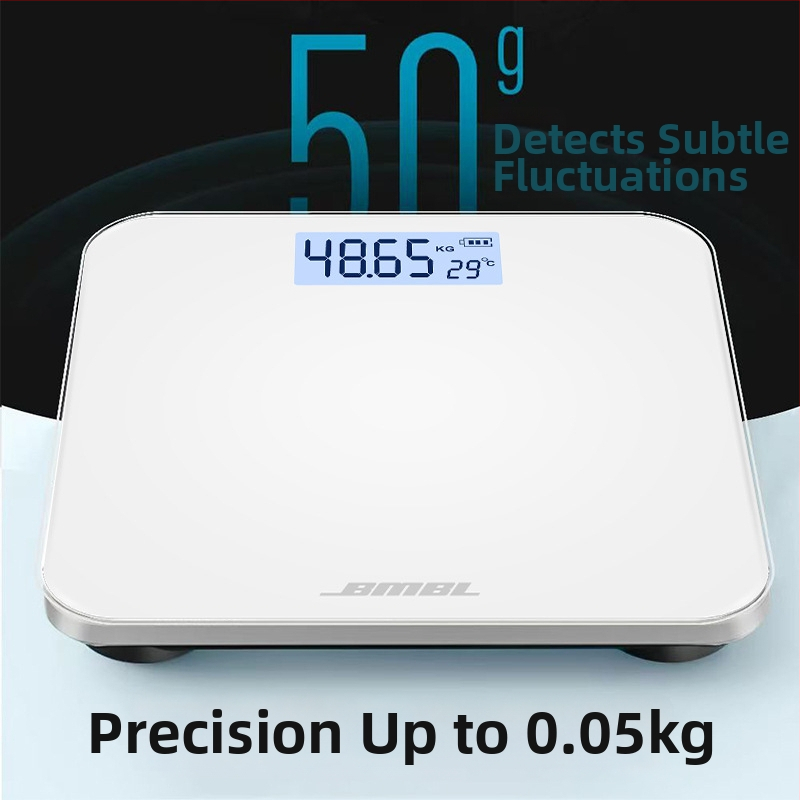 Váha na meranie telesného tuku, model S002, panel z temperovaného skla, štvorcový tvar, napájanie batériou, japonský štýl, jednoduchý, ľahký luxus