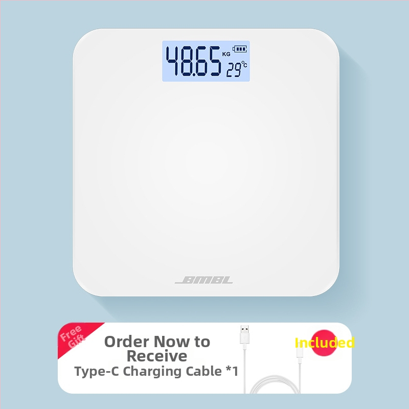 Váha na meranie telesného tuku, model S002, panel z temperovaného skla, štvorcový tvar, napájanie batériou, japonský štýl, jednoduchý, ľahký luxus