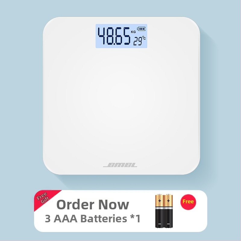 Váha na meranie telesného tuku, model S002, panel z temperovaného skla, štvorcový tvar, napájanie batériou, japonský štýl, jednoduchý, ľahký luxus