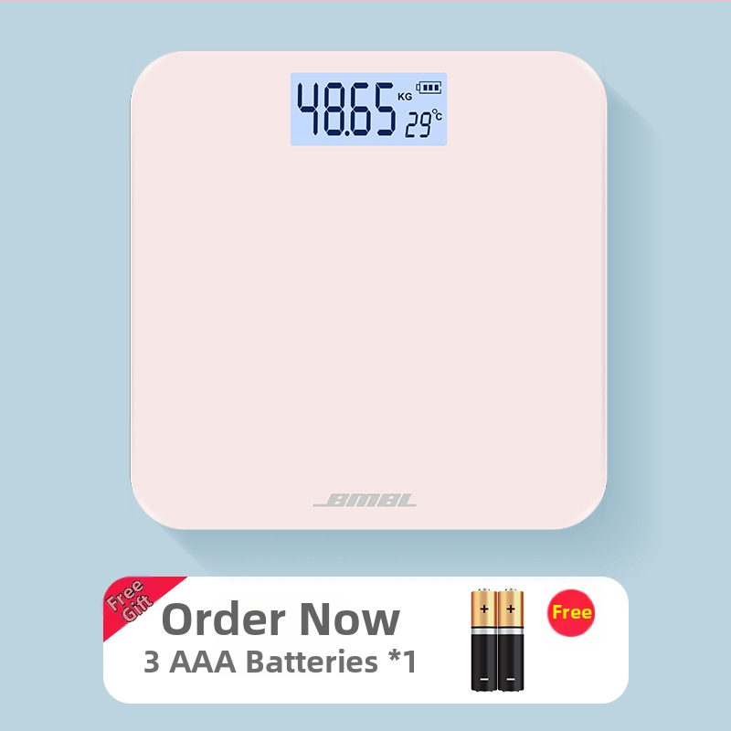 Váha na meranie telesného tuku, model S002, panel z temperovaného skla, štvorcový tvar, napájanie batériou, japonský štýl, jednoduchý, ľahký luxus