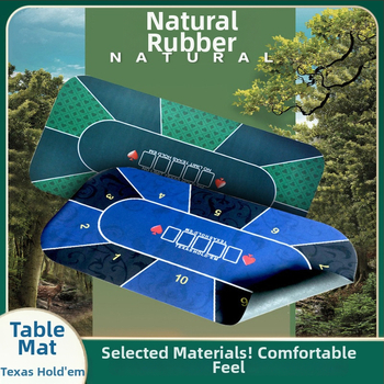 Covor de masă Texas Hold'em – Cauciuc + Pânză, Antialunecare, Cu o singură față, Transfer termic, Logo imprimat