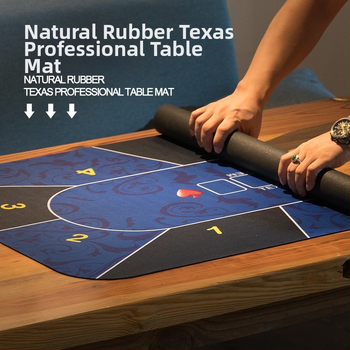 Covor de masă Texas Hold'em – Cauciuc + Pânză, Antialunecare, Cu o singură față, Transfer termic, Logo imprimat