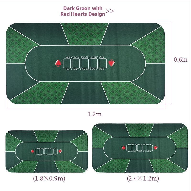 Covor de masă Texas Hold'em – Cauciuc + Pânză, Antialunecare, Cu o singură față, Transfer termic, Logo imprimat