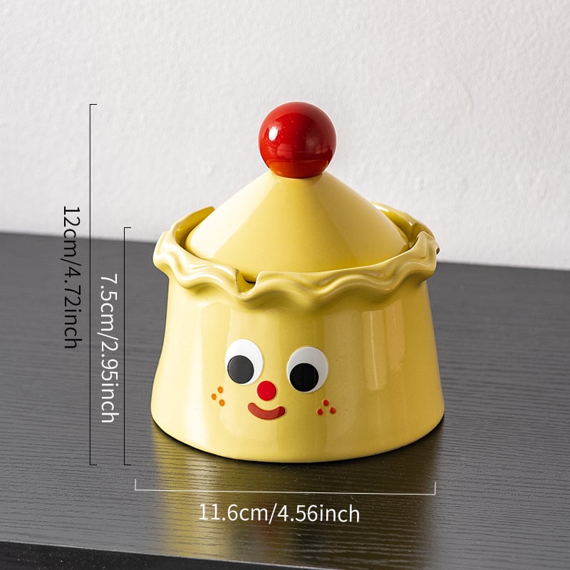 Scrumieră ceramică cu capac - Design creativ de tort, decor pentru masă de cafea, fabricat în Chaozhou