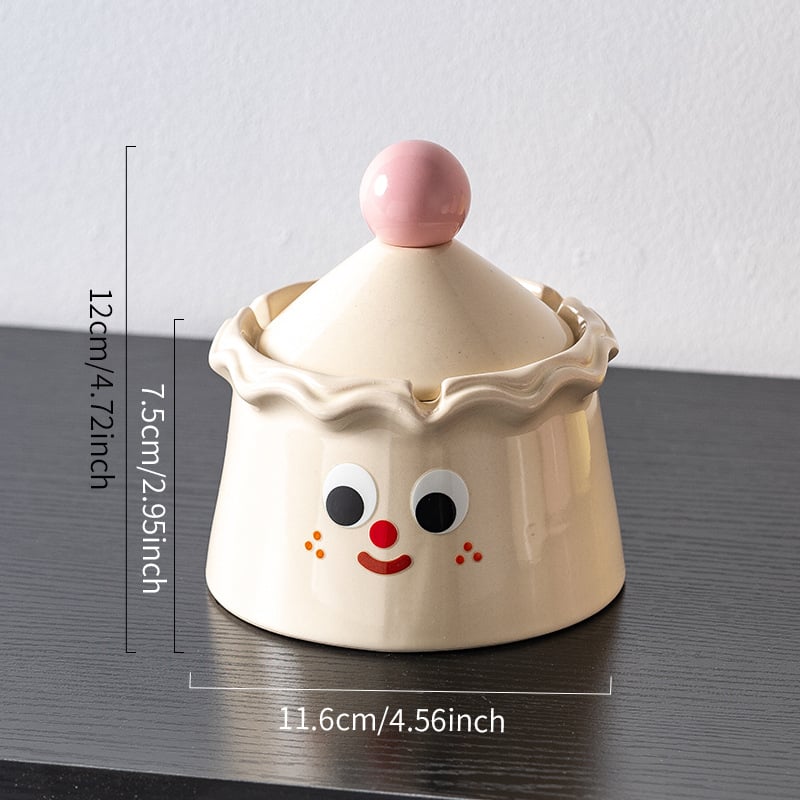 Scrumieră ceramică cu capac - Design creativ de tort, decor pentru masă de cafea, fabricat în Chaozhou