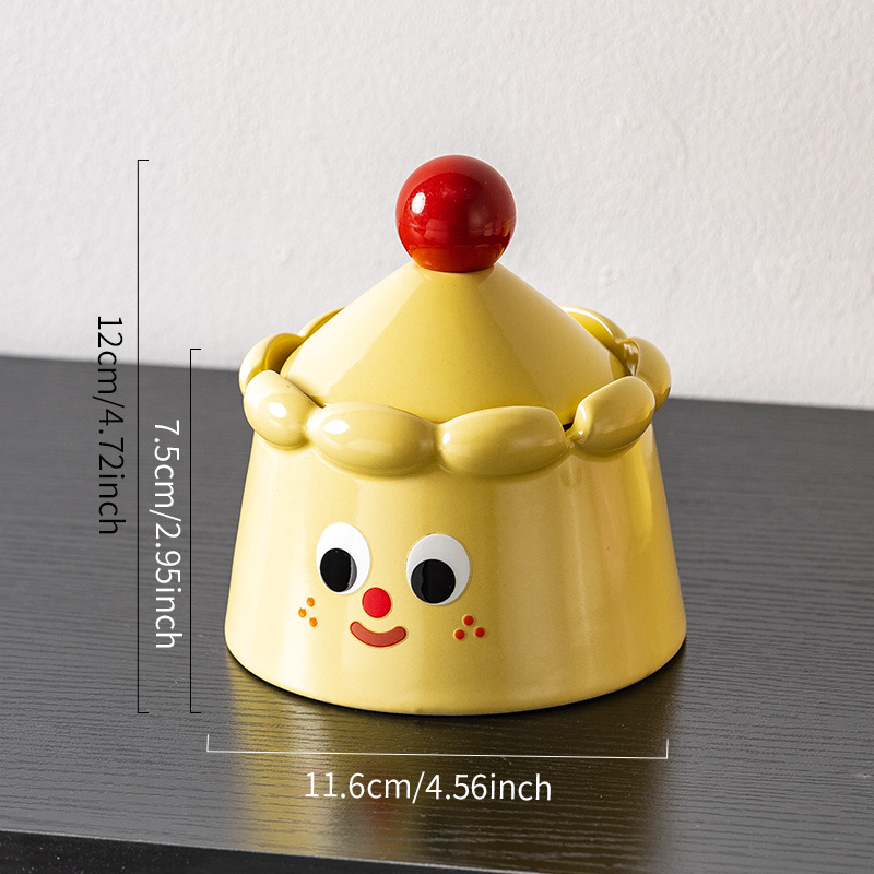 Scrumieră ceramică cu capac - Design creativ de tort, decor pentru masă de cafea, fabricat în Chaozhou