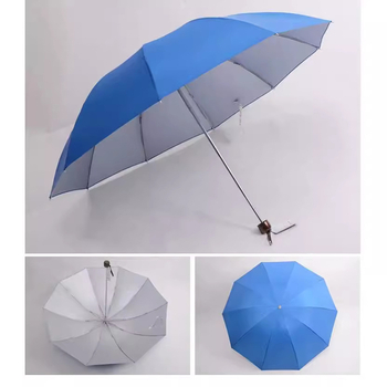 Reklám tri-fold összecsukható esernyő, 8 bordával, 190T anyag, kézi nyitás, logó nyomtatva, UPF > 50