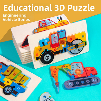 Puzzle 3D din lemn pentru copii cu vârsta 4–6 ani, marca Childish Joy