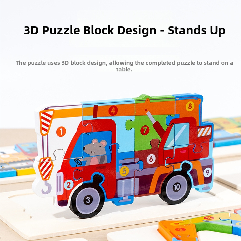 Puzzle 3D din lemn pentru copii cu vârsta 4–6 ani, marca Childish Joy