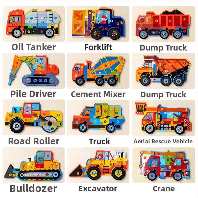 Puzzle 3D din lemn pentru copii cu vârsta 4–6 ani, marca Childish Joy