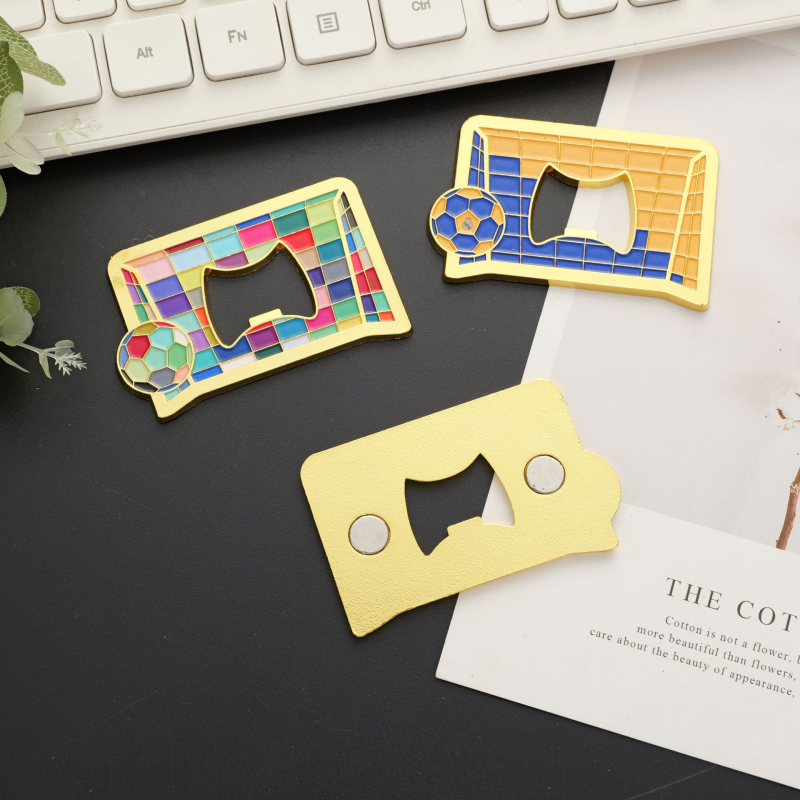 Otvarač za boce s magnetskim hladnjakom u obliku nogometne mreže - metal, mogućnost tiska logotipa, suvenir Svjetskog kupa