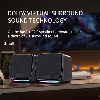 2-καναλικά USB ηχεία υπολογιστή, είσοδος 3,5 mm, ισχύς εξόδου 6W, εύρος 100 Hz-20 kHz, SNR >= 70 dB