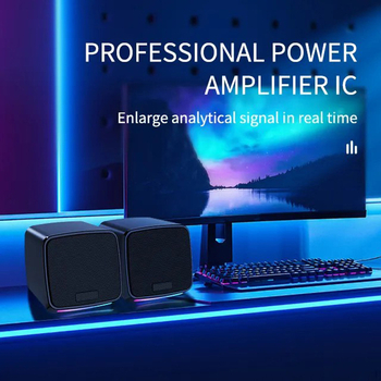 2-καναλικά USB ηχεία υπολογιστή, είσοδος 3,5 mm, ισχύς εξόδου 6W, εύρος 100 Hz-20 kHz, SNR >= 70 dB