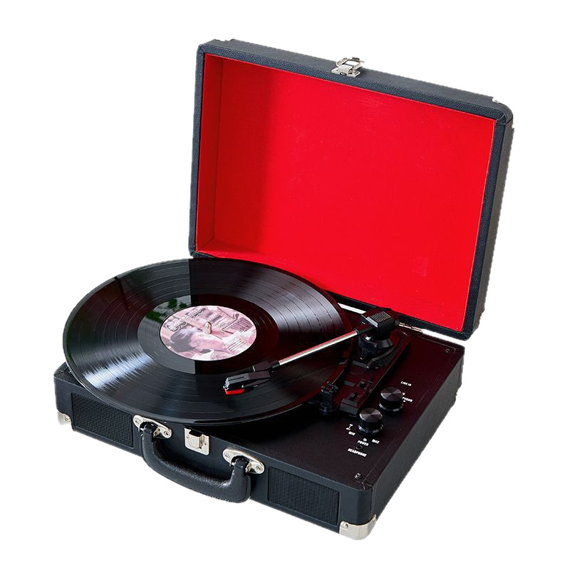Prijenosni drveni retro vinilni gramofon u stilu kufra - Bluetooth 5.0, USB napajanje, 2 zvučnika, frekvencijski raspon 100 Hz–20 kHz, SNR ≥75 dB