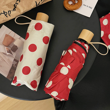 Umbrelă pliabilă Musheng pentru soare și ploaie, stil vintage, protecție UV, cadru cu 8 spițe din fibră, țesătură 190T Impact, deschidere manuală