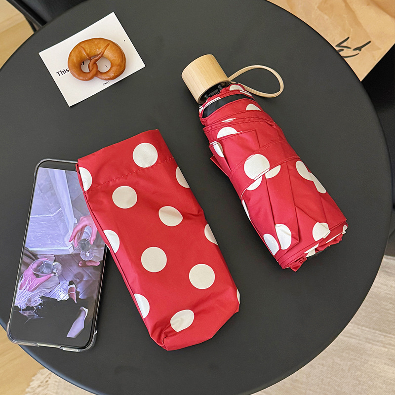 Umbrelă pliabilă Musheng pentru soare și ploaie, stil vintage, protecție UV, cadru cu 8 spițe din fibră, țesătură 190T Impact, deschidere manuală