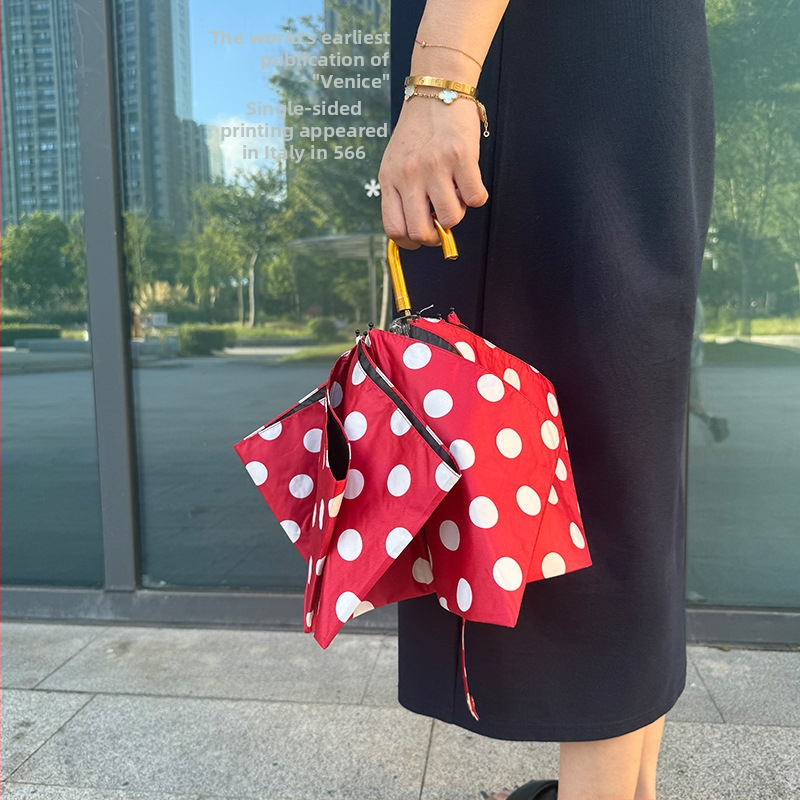 Umbrelă pliabilă Musheng pentru soare și ploaie, stil vintage, protecție UV, cadru cu 8 spițe din fibră, țesătură 190T Impact, deschidere manuală