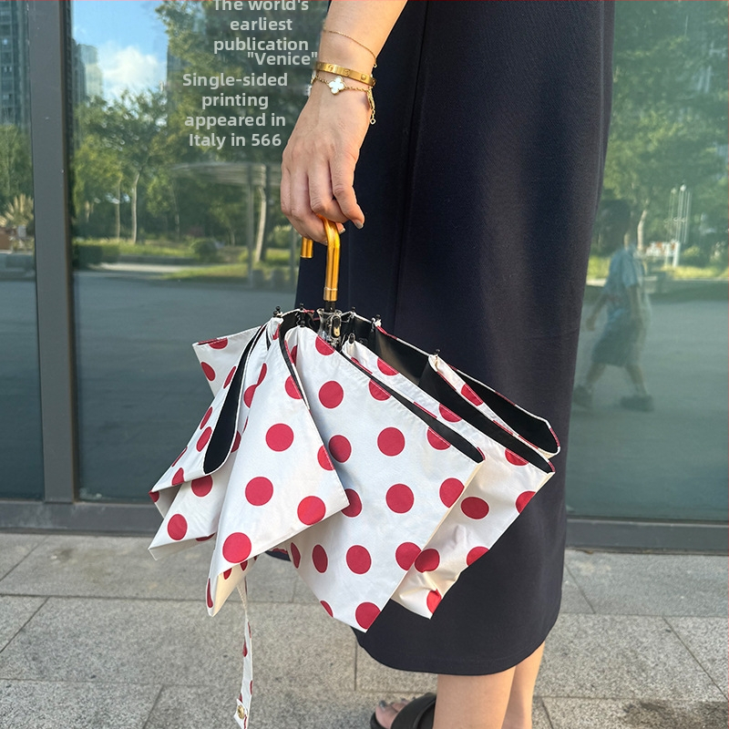 Umbrelă pliabilă Musheng pentru soare și ploaie, stil vintage, protecție UV, cadru cu 8 spițe din fibră, țesătură 190T Impact, deschidere manuală