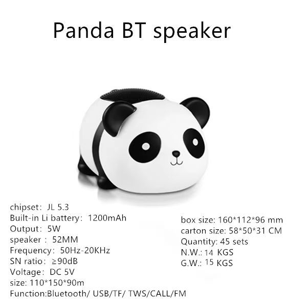 Bluetooth mini zvučnik s izlazom 5W, Bluetooth 5.0, frekvencijski raspon 20Hz–20kHz, SNR ≥85dB, ugrađena baterija 1200–2000mAh
