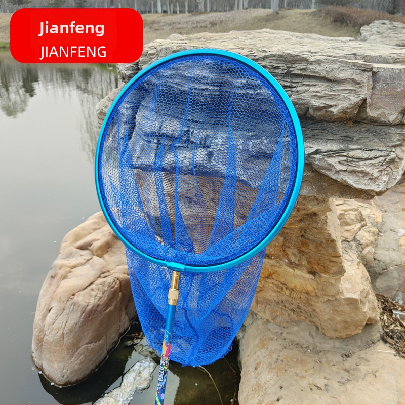 Hlava siete na rybolov z hliníkovej zliatiny pre vonkajšie použitie, nylonová sieť, hĺbka 50 cm, sieť s ochranou proti zaseknutiu, hlboká sieťová taška