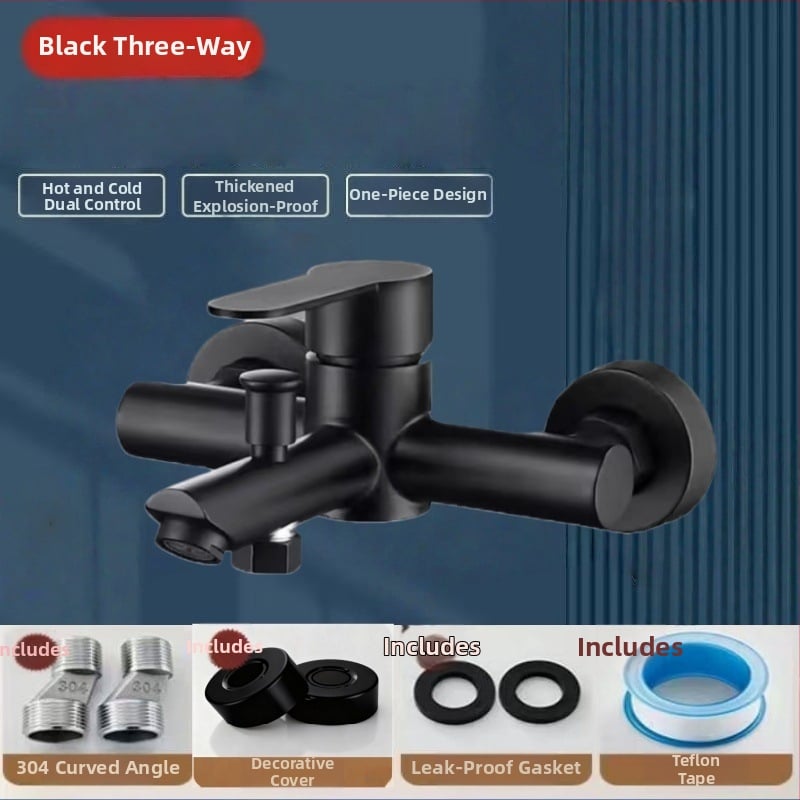 Κρυφό σετ ντους από ανοξείδωτο χάλυβα 304, περιστρεφόμενη κεφαλή ψεκασμού, εξοικονόμηση νερού, διπλός έλεγχος ζεστού-κρύου, ένα πάτημα για διακοπή νερού, 0–90°C