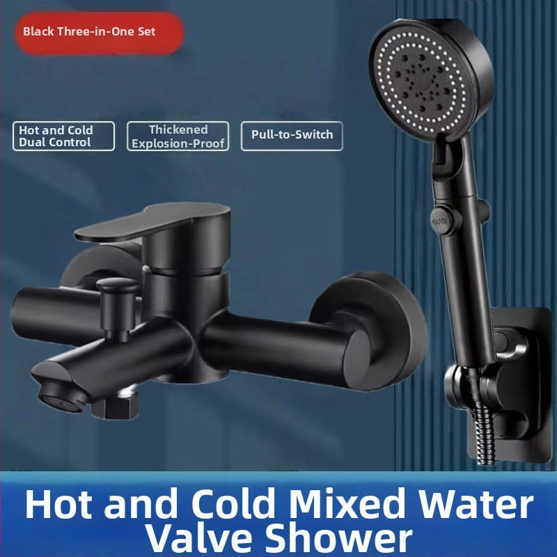 Κρυφό σετ ντους από ανοξείδωτο χάλυβα 304, περιστρεφόμενη κεφαλή ψεκασμού, εξοικονόμηση νερού, διπλός έλεγχος ζεστού-κρύου, ένα πάτημα για διακοπή νερού, 0–90°C