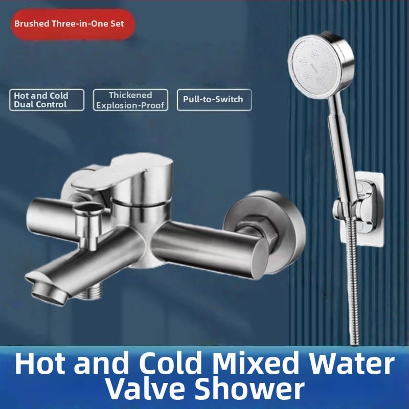 Κρυφό σετ ντους από ανοξείδωτο χάλυβα 304, περιστρεφόμενη κεφαλή ψεκασμού, εξοικονόμηση νερού, διπλός έλεγχος ζεστού-κρύου, ένα πάτημα για διακοπή νερού, 0–90°C