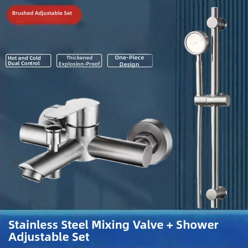 Κρυφό σετ ντους από ανοξείδωτο χάλυβα 304, περιστρεφόμενη κεφαλή ψεκασμού, εξοικονόμηση νερού, διπλός έλεγχος ζεστού-κρύου, ένα πάτημα για διακοπή νερού, 0–90°C