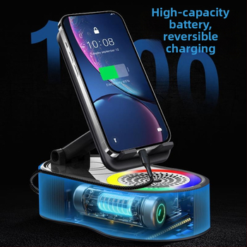 Prijenosni Bluetooth zvučnik s 5-u-1 karaoke Power Bank, RGB svjetlom i držačem za mobitel