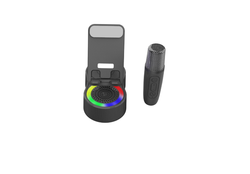 Hordozható Bluetooth hangszóró karaoké funkcióval, Bluetooth 5.3, 5 W kimenet, beépített 1200–2000 mAh akkumulátor, frekvenciaválasz 100 Hz–20 kHz, 15 m hatótávolság