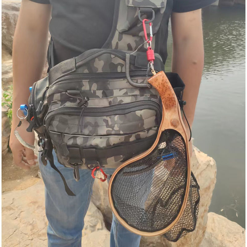 Hordozható halszemháló kis halakhoz, finom szemmel — karbon anyag, alkalmas folyó- és fly fishingre