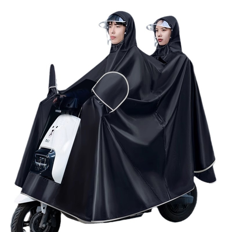 Két személyes esőponcsó motorkerékpárhoz/elektromos autóhoz, hosszú, Oxford anyag, PVC vízálló réteg, logó nyomtatás