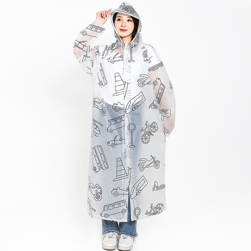 EVA esőkabát túrázáshoz – teljes nyomtatással karikatúra gyümölcsök és állatok mintájával, többször használható, poncsó stílus