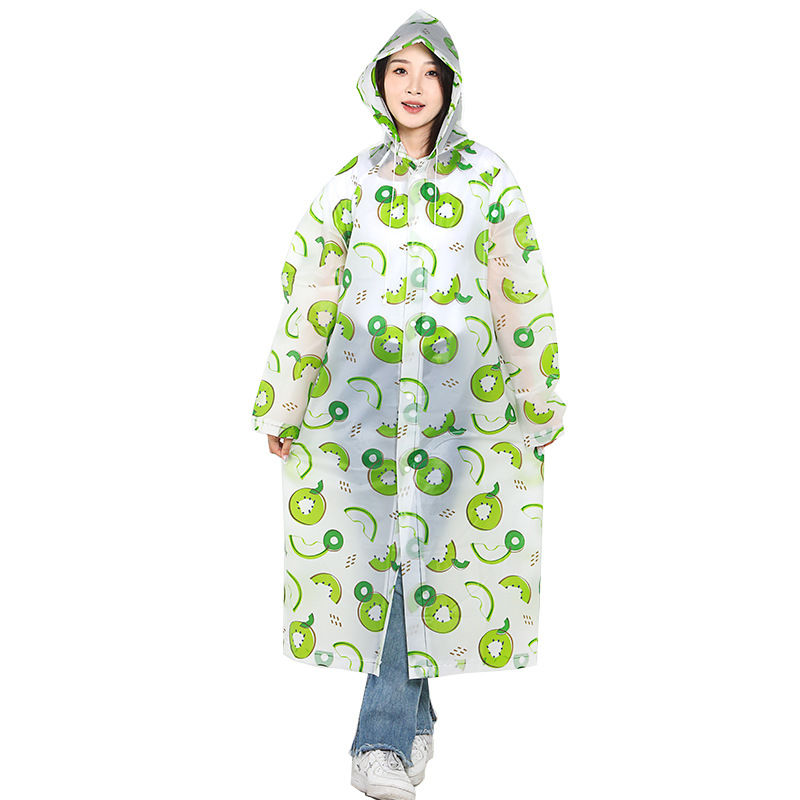 EVA esőkabát túrázáshoz – teljes nyomtatással karikatúra gyümölcsök és állatok mintájával, többször használható, poncsó stílus
