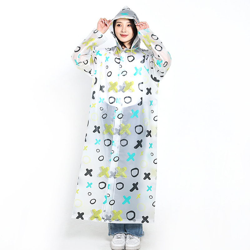 EVA esőkabát túrázáshoz – teljes nyomtatással karikatúra gyümölcsök és állatok mintájával, többször használható, poncsó stílus