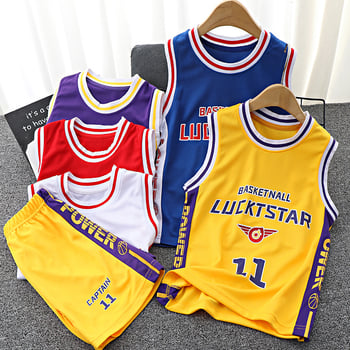 Nyári gyerek kosárlabda szett — ujjatlan mellény, gyorsan száradó poliészter, uniszex gyerekeknek, felszerelés kosárlabdához